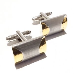 Men's Vintage Brushed Silver And Gold Tone Cuff Links